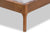 baxton studio brooklyn mid century modern walnut wood beige fabric queen size platform bed | Modish Furniture Store-5