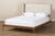 baxton studio brooklyn mid century modern walnut wood beige fabric queen size platform bed | Modish Furniture Store-2