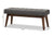 baxton studio elia mid century modern walnut wood light beige fabric button tufted bench | Modish Furniture Store-14