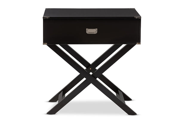 baxton studio curtice modern and contemporary black 1 drawer wooden bedside table | Modish Furniture Store-4