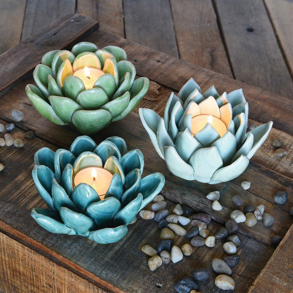 HomArt Succulent Tealight Holder - Set of 4 | Modishstore | Candle Holders