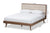 baxton studio soloman mid century modern light beige fabric and walnut brown finished wood king size platform bed | Modish Furniture Store-9