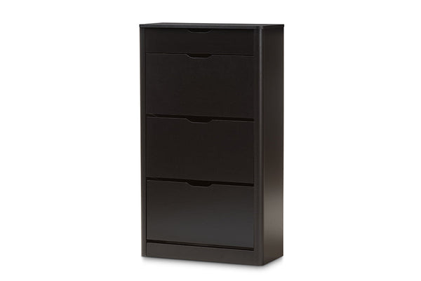 baxton studio cayla modern and contemporary black wood shoe cabinet | Modish Furniture Store-7