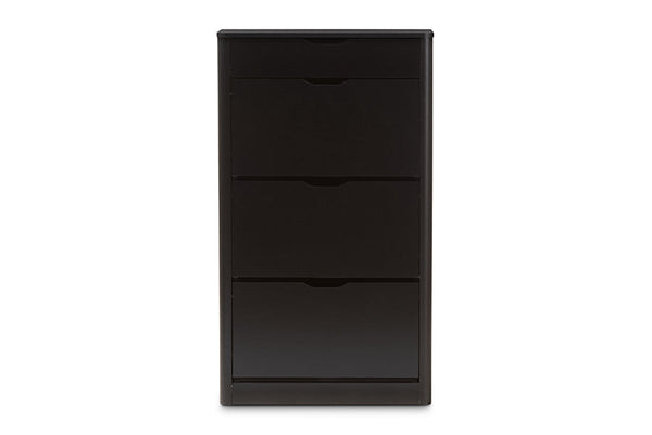 baxton studio cayla modern and contemporary black wood shoe cabinet | Modish Furniture Store-5