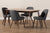 baxton studio cody mid century modern dark grey fabric upholstered walnut finished wood 5 piece dining set | Modish Furniture Store-4