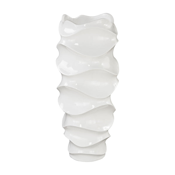 Dimond Home Jaya Wave Vessel In Gloss White | Modishstore | Vases