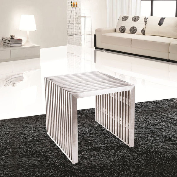 Fine Mod Imports Zeta Stainless Steel Bench Short | Stools & Benches | Modishstore