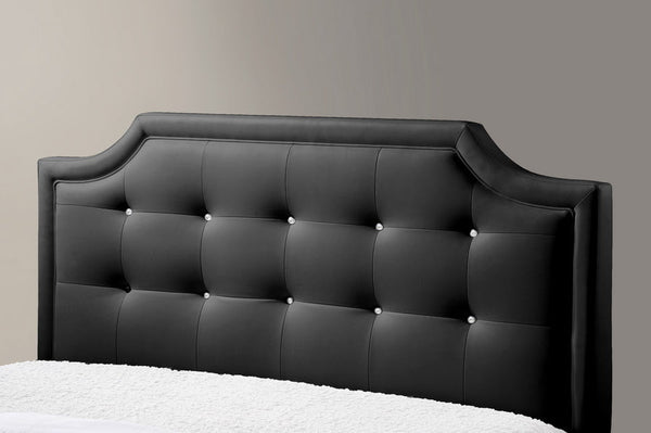 baxton studio carlotta black modern bed with upholstered headboard king size | Modish Furniture Store-2