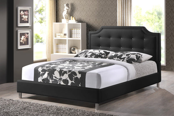 Baxton Studio Carlotta Black Modern Bed with Upholstered Headboard - King Size | Modishstore | Beds