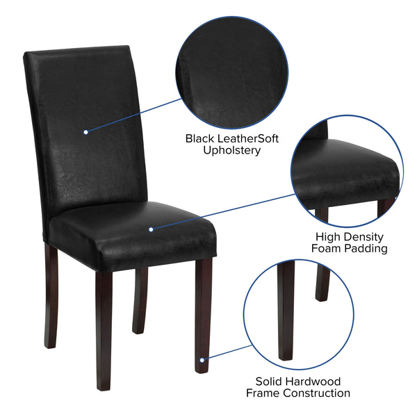 Flash Furniture Black Leather Upholstered Parsons Chair