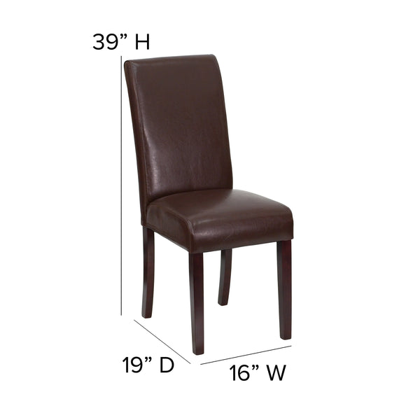 Flash Furniture BT-350-BRN-LEA-008-GG Dark Brown Leather Parsons Chair