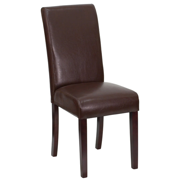 Flash Furniture BT-350-BRN-LEA-008-GG Dark Brown Leather Parsons Chair