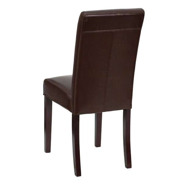 Flash Furniture BT-350-BRN-LEA-008-GG Dark Brown Leather Parsons Chair