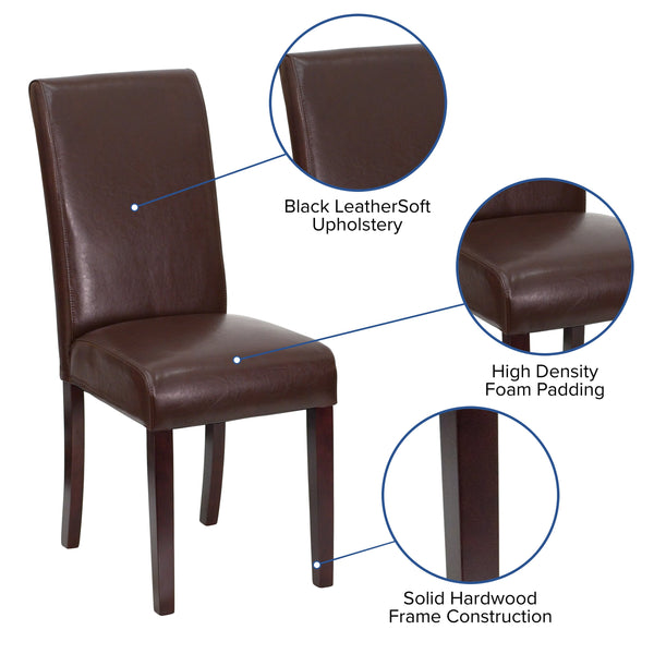 Flash Furniture BT-350-BRN-LEA-008-GG Dark Brown Leather Parsons Chair