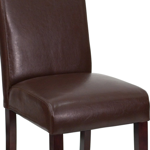 Flash Furniture BT-350-BRN-LEA-008-GG Dark Brown Leather Parsons Chair