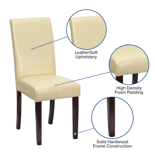 Flash Furniture Ivory Leather Upholstered Parsons Chair