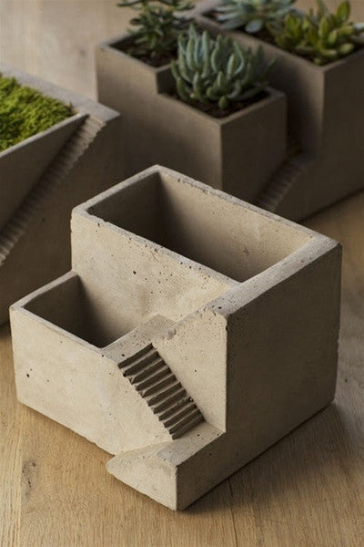 Vagabond Vintage Cement Planter, Architectural Cube II - Set of 2 | Modishstore | Planters, Troughs & Cachepots