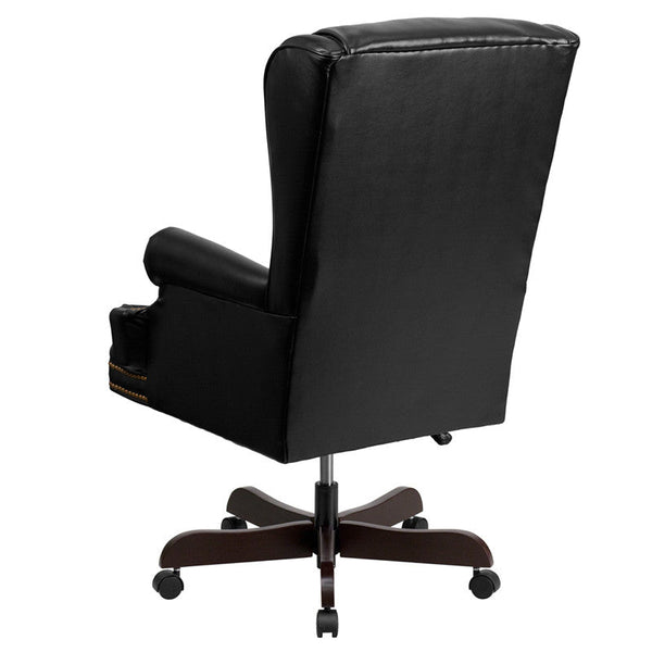 Flash Furniture CI-J600-BK-GG High Back Traditional Tufted Black Leather Executive Swivel Office Chair | Office Chairs | Modishstore-3