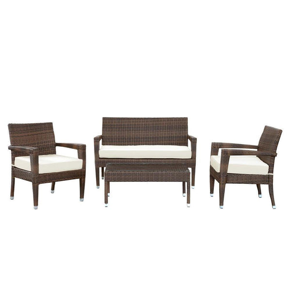 Modway Stride 4 Piece Outdoor Patio Sofa Set - Brown White | Outdoor Sofas, Loveseats & Sectionals | Modishstore-3