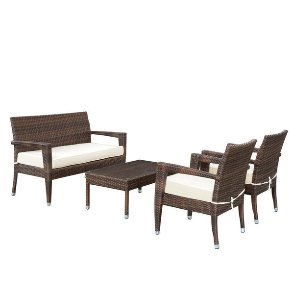 Modway Stride 4 Piece Outdoor Patio Sofa Set - Brown White | Outdoor Sofas, Loveseats & Sectionals | Modishstore-4