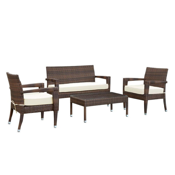 Modway Stride 4 Piece Outdoor Patio Sofa Set - Brown White | Outdoor Sofas, Loveseats & Sectionals | Modishstore-2