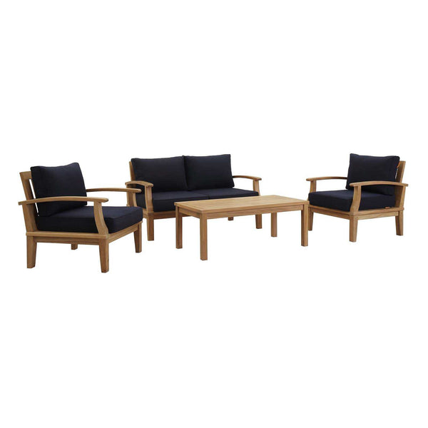 Modway EEI-1469 Marina 4 Piece Outdoor Patio Teak Sofa Set | Outdoor Sofas, Loveseats & Sectionals | Modishstore-18