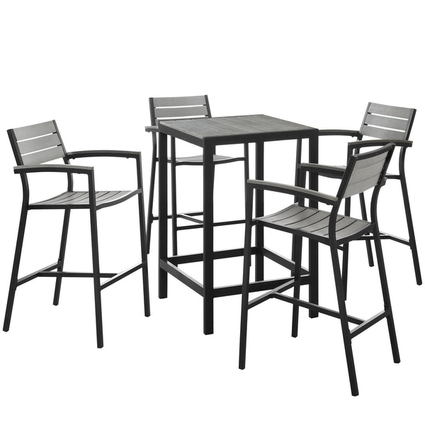 Modway Maine 5 Piece Outdoor Patio Bar Set | Outdoor Dining Set | Modishstore-16