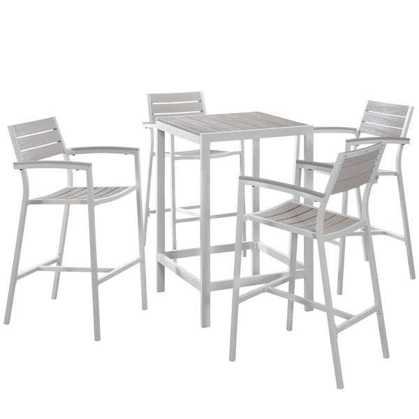 Modway Maine 5 Piece Outdoor Patio Bar Set | Outdoor Dining Set | Modishstore-15