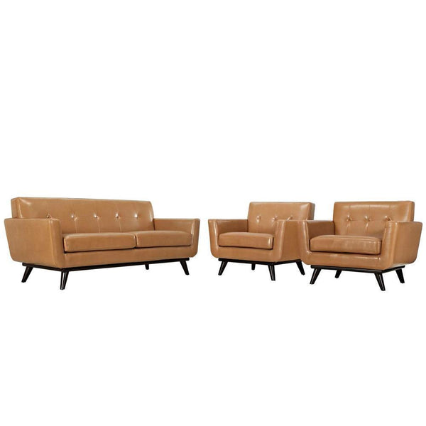 Modway Engage 3 Piece Leather Living Room Set - EEI-1762 | Sofas | Modishstore-17