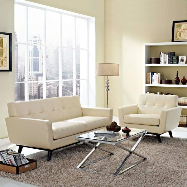 Modway Engage 2 Piece Leather Living Room Set - EEI-1765 | Sofas | Modishstore