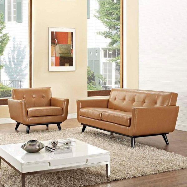 Modway Engage 2 Piece Leather Living Room Set - EEI-1765 | Sofas | Modishstore-17