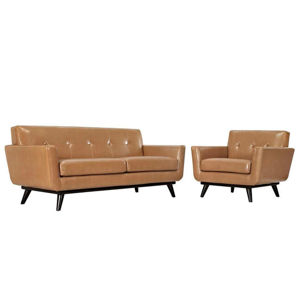 Modway Engage 2 Piece Leather Living Room Set - EEI-1765 | Sofas | Modishstore-11