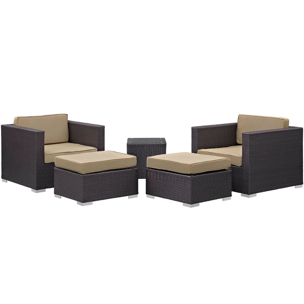 Modway Convene 5 Piece Outdoor Patio Sectional Set - EEI-1809 | Outdoor Sofas, Loveseats & Sectionals | Modishstore-24