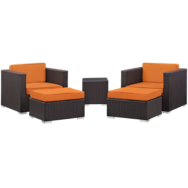 Modway Convene 5 Piece Outdoor Patio Sectional Set - EEI-1809 | Outdoor Sofas, Loveseats & Sectionals | Modishstore-23