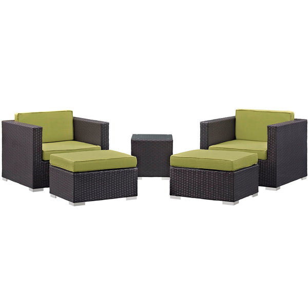 Modway Convene 5 Piece Outdoor Patio Sectional Set - EEI-1809 | Outdoor Sofas, Loveseats & Sectionals | Modishstore-22