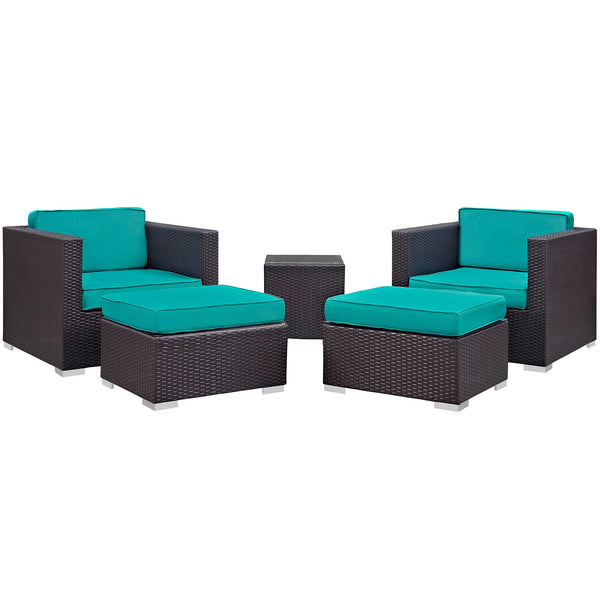 Modway Convene 5 Piece Outdoor Patio Sectional Set - EEI-1809 | Outdoor Sofas, Loveseats & Sectionals | Modishstore-20