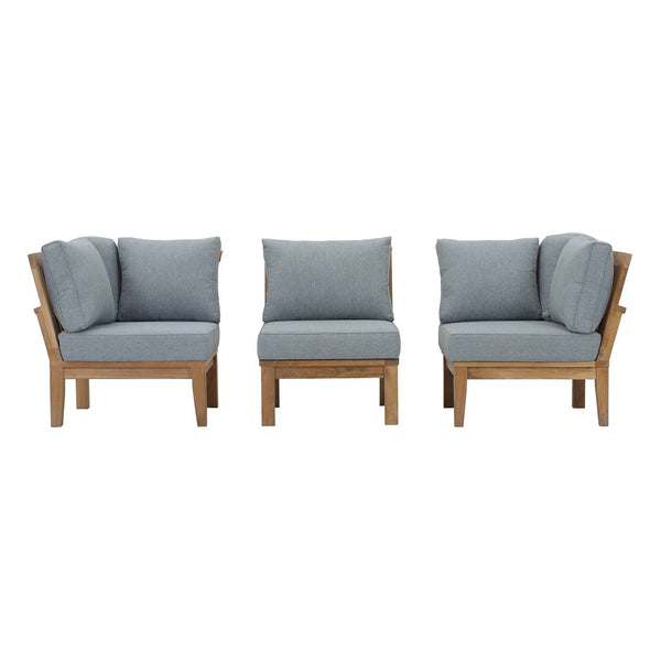 Modway EEI-1820 Marina 3 Piece Outdoor Patio Teak Sofa Set - Natural White | Outdoor Sofas, Loveseats & Sectionals | Modishstore-2