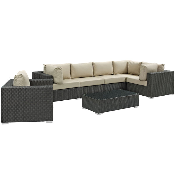 Modway Sojourn 7 Piece Outdoor Patio Sunbrella Sectional Set - EEI-1878 | Outdoor Sofas, Loveseats & Sectionals | Modishstore-31