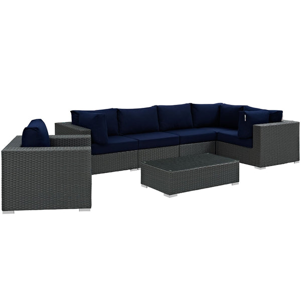 Modway Sojourn 7 Piece Outdoor Patio Sunbrella Sectional Set - EEI-1878 | Outdoor Sofas, Loveseats & Sectionals | Modishstore-30