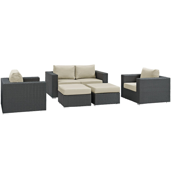 Modway Sojourn 5 Piece Outdoor Patio Sunbrella Sectional Set - EEI-1879 | Outdoor Sofas, Loveseats & Sectionals | Modishstore-20