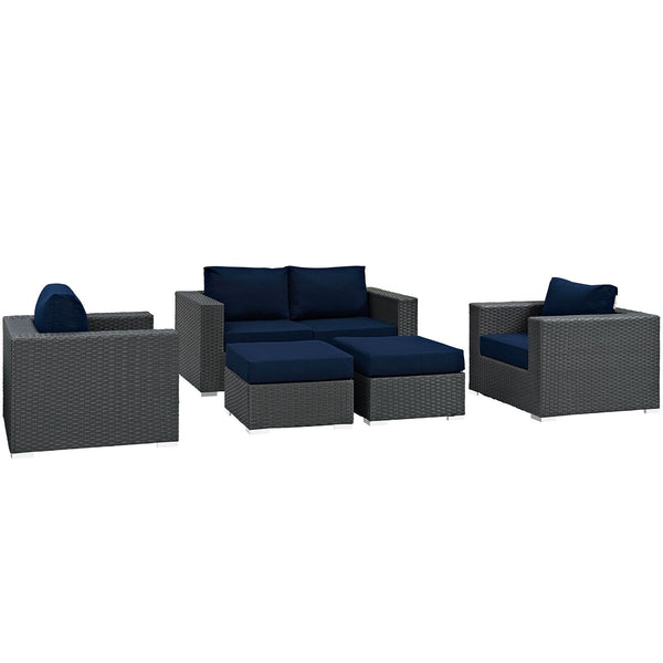 Modway Sojourn 5 Piece Outdoor Patio Sunbrella Sectional Set - EEI-1879 | Outdoor Sofas, Loveseats & Sectionals | Modishstore-19