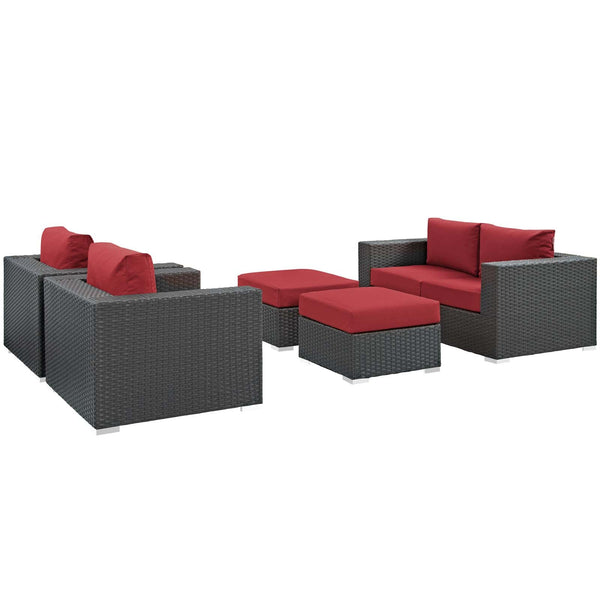 Modway Sojourn 5 Piece Outdoor Patio Sunbrella Sectional Set - EEI-1879 | Outdoor Sofas, Loveseats & Sectionals | Modishstore-22