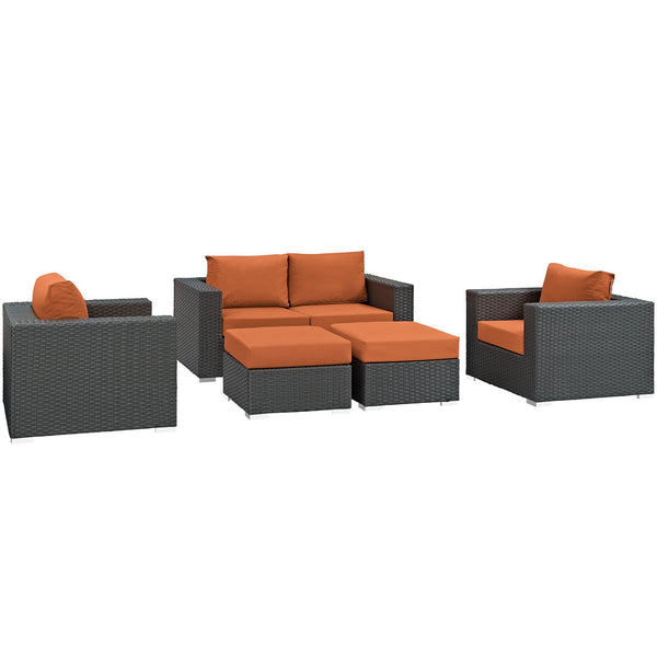 Modway Sojourn 5 Piece Outdoor Patio Sunbrella Sectional Set - EEI-1879 | Outdoor Sofas, Loveseats & Sectionals | Modishstore-18