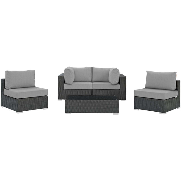 Modway Sojourn 5 Piece Outdoor Patio Sunbrella Sectional Set - EEI-1882 | Outdoor Sofas, Loveseats & Sectionals | Modishstore-31