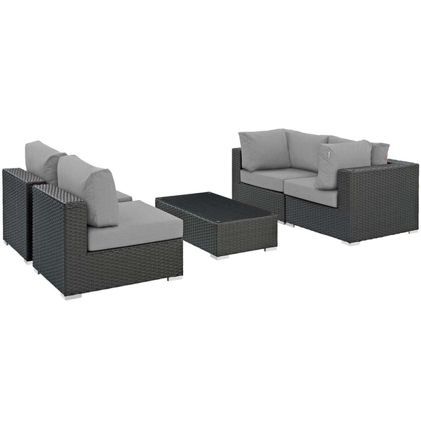 Modway Sojourn 5 Piece Outdoor Patio Sunbrella Sectional Set - EEI-1882 | Outdoor Sofas, Loveseats & Sectionals | Modishstore-22