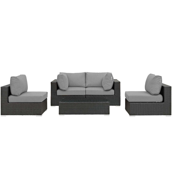 Modway Sojourn 5 Piece Outdoor Patio Sunbrella Sectional Set - EEI-1882 | Outdoor Sofas, Loveseats & Sectionals | Modishstore-23