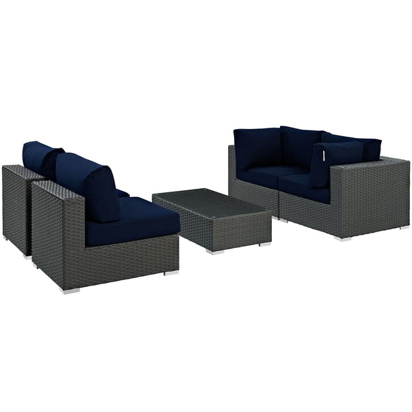 Modway Sojourn 5 Piece Outdoor Patio Sunbrella Sectional Set - EEI-1882 | Outdoor Sofas, Loveseats & Sectionals | Modishstore-29