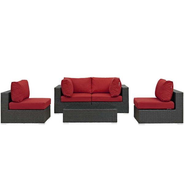 Modway Sojourn 5 Piece Outdoor Patio Sunbrella Sectional Set - EEI-1882 | Outdoor Sofas, Loveseats & Sectionals | Modishstore-27