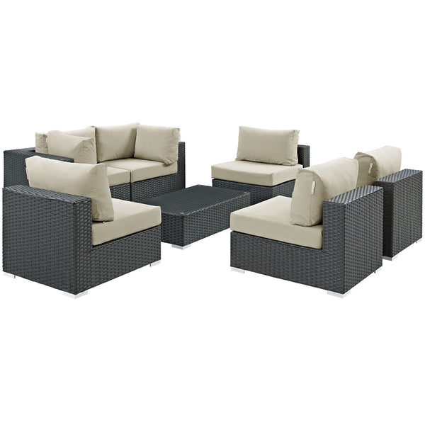 Modway Sojourn 7 Piece Outdoor Patio Sunbrella Sectional Set - EEI-1883 | Outdoor Sofas, Loveseats & Sectionals | Modishstore-42