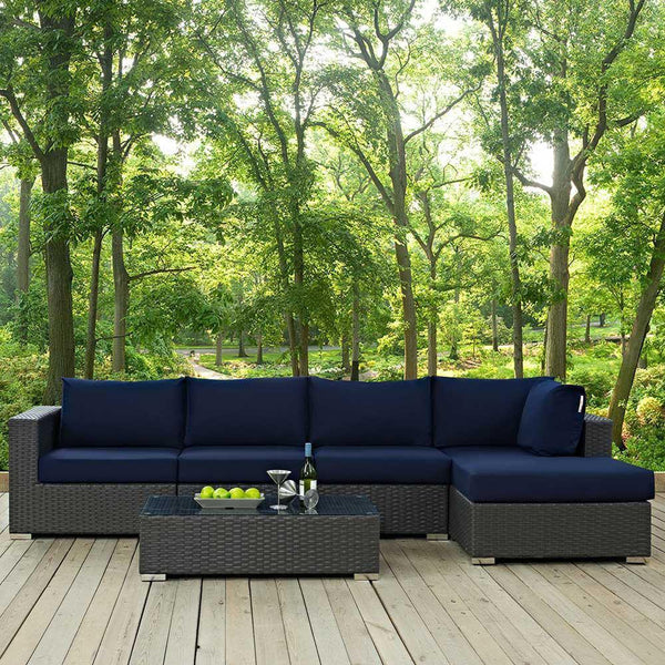 Modway Sojourn 5 Piece Outdoor Patio Sunbrella Sectional Set - EEI-1886 | Outdoor Sofas, Loveseats & Sectionals | Modishstore-15